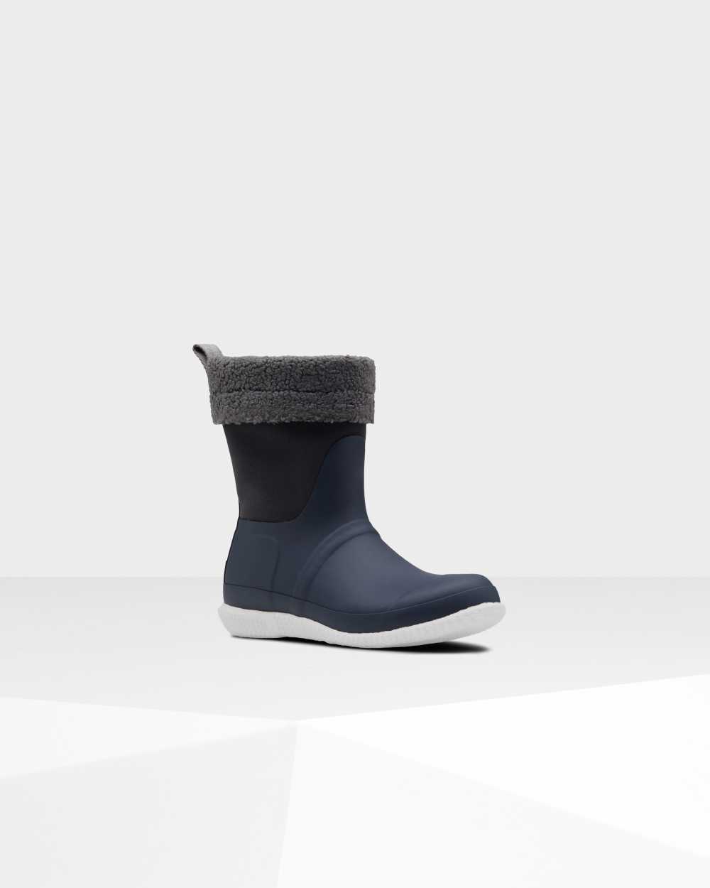 Botas Invierno Mujer - Hunter Original Insulated Roll Top Sherpa Azul Marino - LGAXOT-812 - Azul Mar